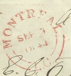 Canada Stampless Montreal SEP/3/1844 TOO LATE PAID to Guelph, ...