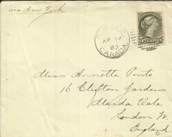 Canada SG#85 single Cunard Rate Quebec AP/10/82 Transatlantic to ...