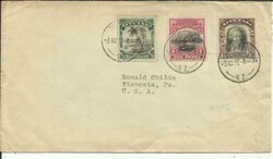 Aitutaki SG#30,#31,#26 New Zealand Agency 3/AU/32 to USA, backstamped