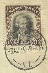 Aitutaki SG#30,#31,#26 New Zealand Agency 3/AU/32 to USA, backstamped