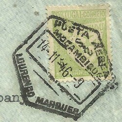 Mozambique Sc#267,#C6 Lourenco Marques 14/11/46 commercial Airmail to ...
