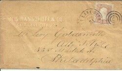 US Sc#65(single frank) SALT LAKE CITY, UTAH TERRITORY DEC/21/1866 ...