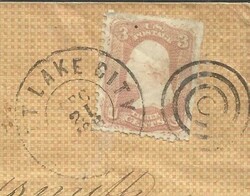 US Sc#65(single frank) SALT LAKE CITY, UTAH TERRITORY DEC/21/1866 ...