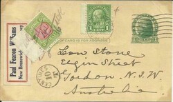 Australia POSTAGE DUE SG#D106 manu1/4/36 postalcard #UX27 uprated ...