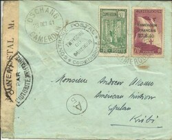 Cameroun Sc#182,#266 DSCHANG 23/OCT/41 WWII Censor, internal use to ...