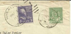 US 3c PREXY Sc#807 DUAL FRANKED Wheatland Calif MAY/5/1951 from India ...