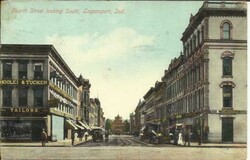 US LOGANSPORT INDIANA postcard view "Fourth Street looking South" ...