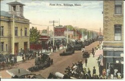 US BILLINGS MONTANA POSTCARD VIEW "First Ave"(Tractor Parade) ...