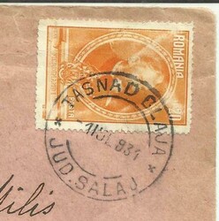 Romania Sc#388(single frank)TASNAD BLAJA-JUD.SALAJ 1/JUL/1931 ...