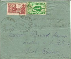 Cameroun Sc#223,#284 EDEA 14/FEV/44 WWII Censor to Elat-Ebolowa, no ...