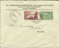 Cameroun Sc#266,#182 KRIBI 10/AVR/41 WWII CENSOR, commercial use to ...