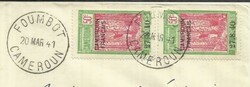 Cameroun Sc#264(x2) FOUMBOT 20/MAR/41 NEGATIVE CENSOR to Elat Ebolowa