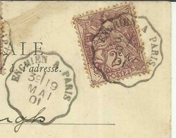 France Sc#110(x5) ENGHIEN A PARIS 19/MAI/01 postcard view ...