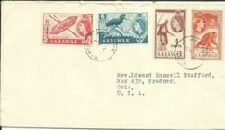 Sarawak SG#192,#191,#190,#189 SIBU 1/AP/58 to USA, opened rough