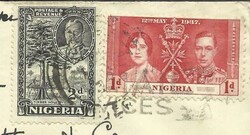 Nigeria SG#37,#46 LAGOS 1/DEC/1937 "Embossed Adv.Backflap" to USA