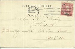 Ponta Delgada Sc#20(single frank) 11/MAR/03 postcard view "Lembranca ...