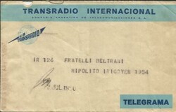 Argentina TRANSRADIO TELEGRAM Envelope & Telegram JUL/12/1950 Buenos ...