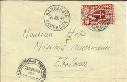 Cameroun Sc#289(single frank) BANGANGTE 26/JUL/44 WWII Censor to ...