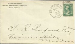 US D.P.O.-BUTTE CITY(Silver Bow County)MONTANA TERRITORY DEC/2/1888 ...