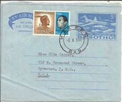 Lesotho(formerly Basutoland) AEROGRAMME HG:FG1 uprated SG#107 MASERU ...