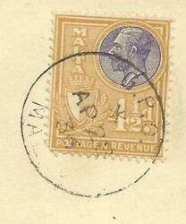 Malta SG#201(single frank) G.P.O. AP/28/36 Registered(label) to USA, ...