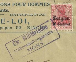 Belgium GERMAN OCCUPATION Sc#N3(single frank) 2/II/1916 commercial ...