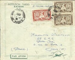 Indo China Sc#170(HI-VALUE)#167(x2) SAIGON 1951 Airmail to France