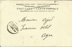 India 1/2d-EdwVII, AGRA 25/DE/07 postcard view "Zenana In The Fort, ...