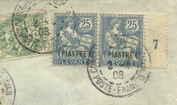 France OFFICE in TURKEY(Levant) Sc#25(x3)#34(pair w/numbered ...