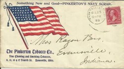 US SPANISH AMERICAN WAR PATRIOTIC -FLAG- "PILKINGTON TOBACCO CO." ...
