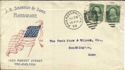 US -SPANISH AMERICAN WAR PATRIOTIC-Flag "J.B.SHANNON & SONS HARWARE" ...