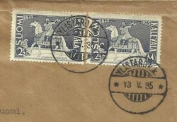 Finland Sc#209(x2) YLISTARO 13/V/35 Registered(label) to USA, ...