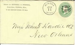 US 3c Postal Env-Sc#U83 WINONA(Montgomery County)MISSISSIPPI -Cut ...