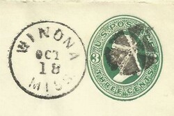 US 3c Postal Env-Sc#U83 WINONA(Montgomery County)MISSISSIPPI -Cut ...