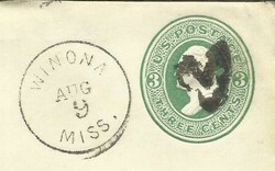 US 3c Postal Env-Sc#U82 WINONA(Montgomery County)MISSISSIPPI -Cut ...