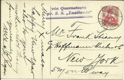 Switzerland Sc#164(single frank) ST GALLEN 15/XII/09 -via Queenstown ...