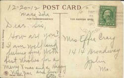 D.P.O.-MACE(Shoshone County)IDAHO DEC/21/1912 Christmas ...