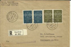 Luxembourg EUROPA ISSUE Sc#355(x2)#354(x2) RUMELANGE 2/10/59 ...
