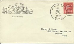 2c-Wash GUAM GUAM JUN/20/1939 U.S.S.HENDERSON-East Bound Illustrated ...