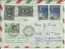 Vatican City Sc#160,#274(x2)#263(x2) AIRMAIL 2/11/60 WITH LETTER ...
