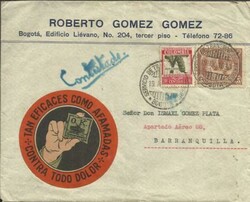 Colombia Sc#C100,#420 BOGATA 19/IX/1935 MULTICOLOR ILLUSTRATED "PAIN ...