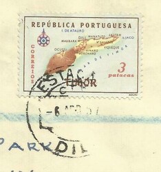 Timor Sc#287(HI VALUE-single frank) DILI 6/ABR/57 -Auxiliary Mark- ...