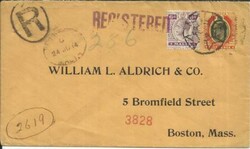 Malta SG#80,#55 Mixed Reigns- ST JOHN CROSS CANCEL Registered to USA, ...