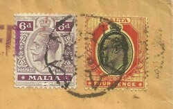 Malta SG#80,#55 Mixed Reigns- ST JOHN CROSS CANCEL Registered to USA, ...