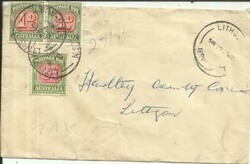 Australia POSTAGE DUE SG#D133a-Die II(pair)#D138(scarce) LITHON NSW ...