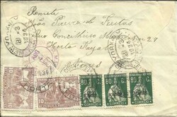 DUAL FRANKING Portugal Postal Tax-Sc#RA7(x2)Azores Sc#313M(x3) HORTA ...