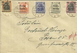 Poland POZNAN ISSUE-Sc#72-76(complete set) GNIEZNO 24/10/19 to POSEN, ...