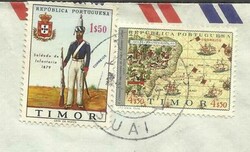 Timor Sc#327,#334 SUAI 4/3/71 via DILI 5/3/71-backstamp AIRMAIL to USA