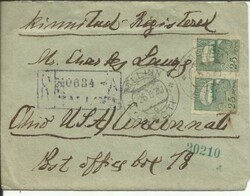 Estonia Sc#39(pair)#33(strip of 3) TALLINN 26/5/20 Registered to USA, ...