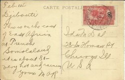Somali Coast Sc#128(single frank) DJIBOUTI 14/FEV/1929 postcard view ...